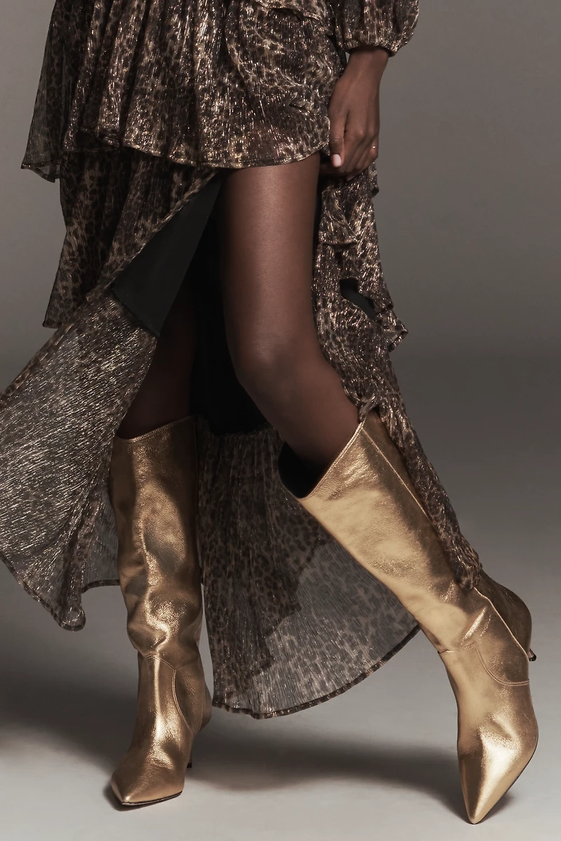 Metallic Pointed-Toe Boots