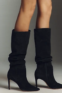 Scrunch Pointed-Toe Heeled Boots