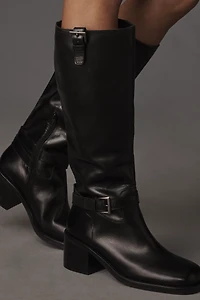 Maeve Mod Buckle Block-Heel Boots