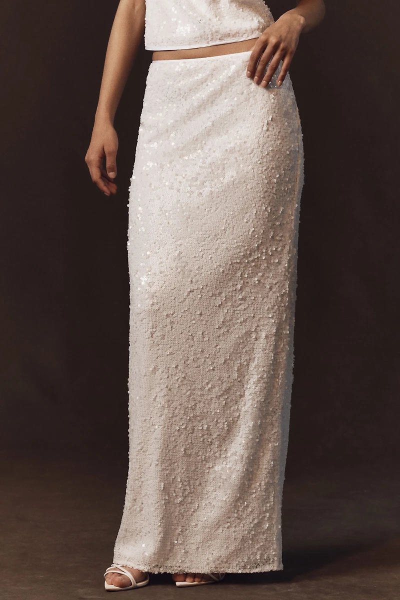 Anthropologie Weddings x Shona Joy Illusion Sequin A-Line Maxi Skirt