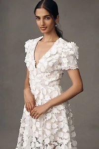 Helsi Clara Puff-Sleeve Sheer Floral Appliqué Maxi Dress
