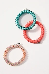 TELETIES Small Spring Coil Hair Ties, Set of 3