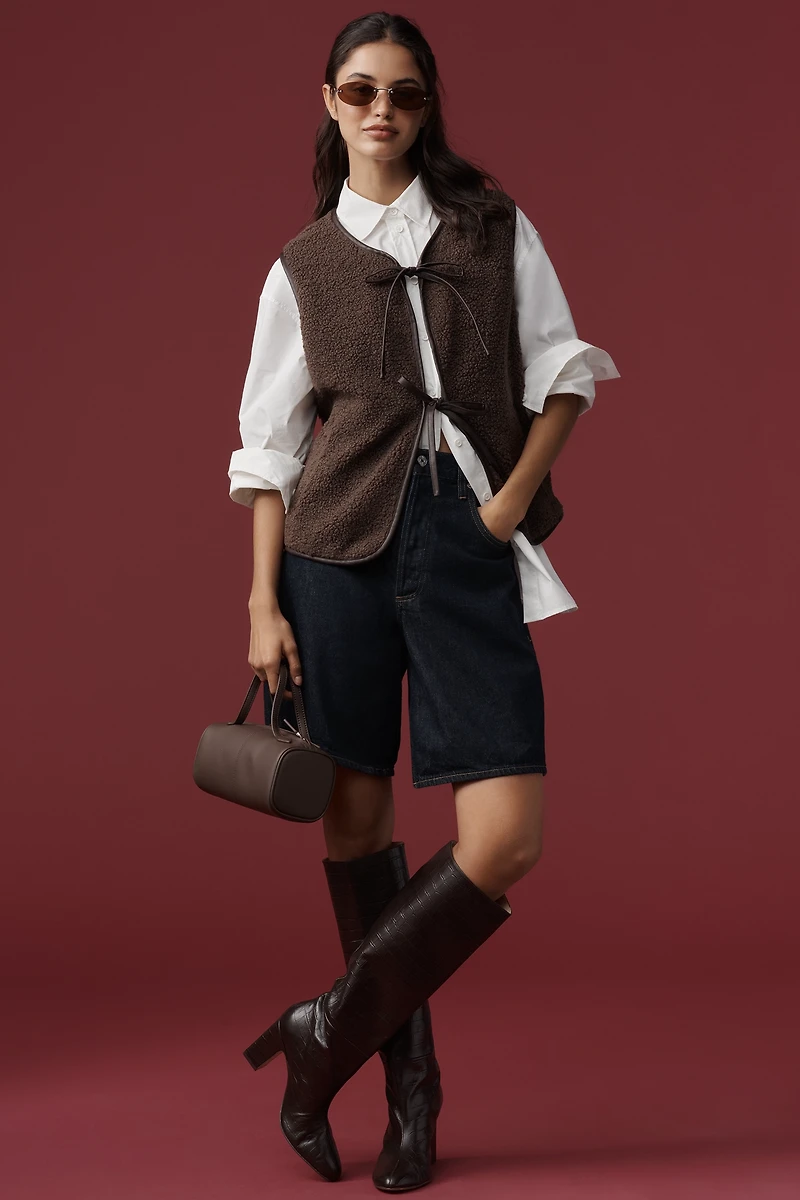 By Anthropologie Faux-Shearling Tie-Front Vest