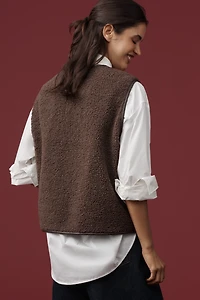 By Anthropologie Faux-Shearling Tie-Front Vest