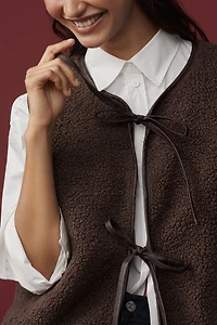 By Anthropologie Faux-Shearling Tie-Front Vest