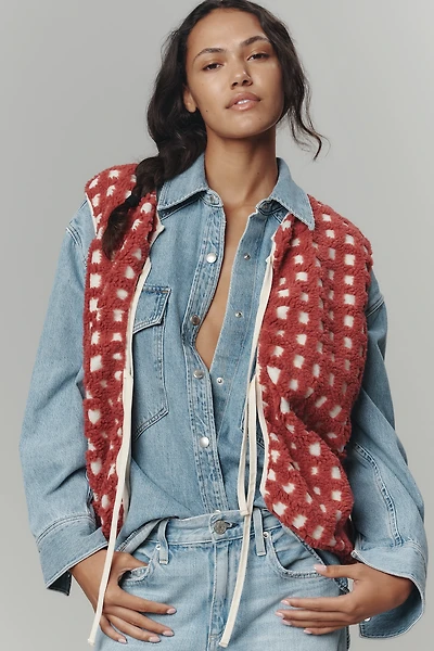 By Anthropologie Sporty Gingham Fleece Vest
