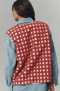 By Anthropologie Sporty Gingham Fleece Vest