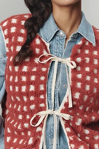 By Anthropologie Sporty Gingham Fleece Vest
