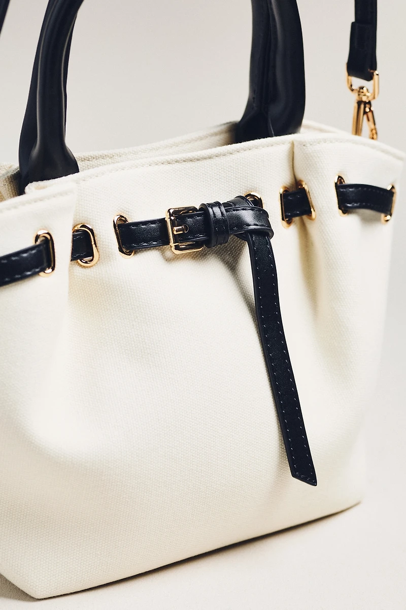 Mini Canvas Cinched Buckle Tote