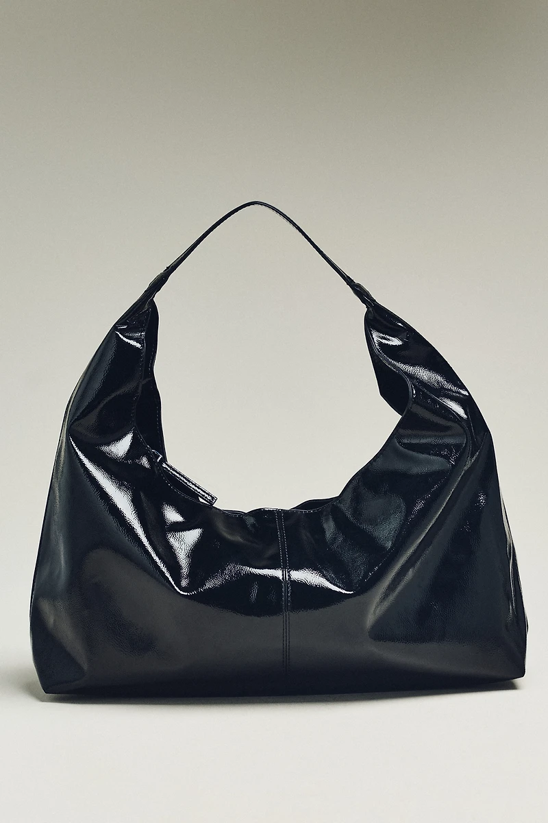 Shiny Faux-Leather Tote