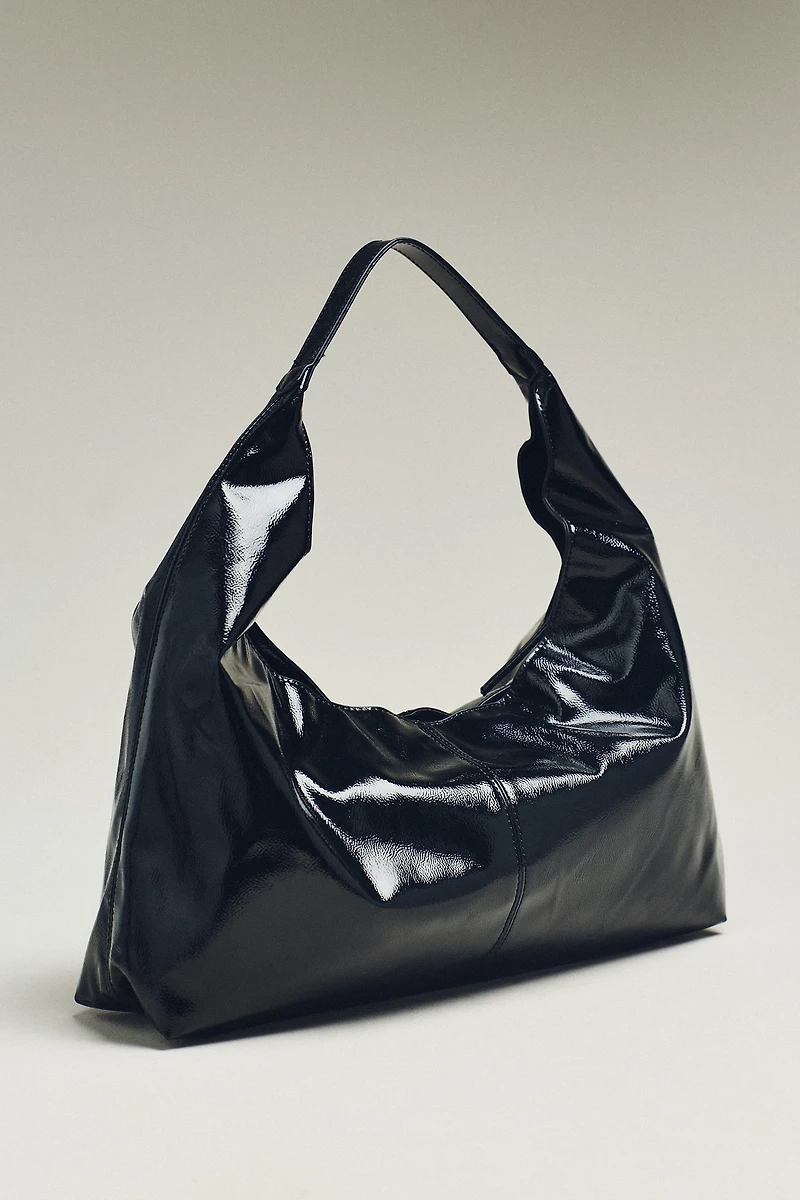 Shiny Faux-Leather Tote