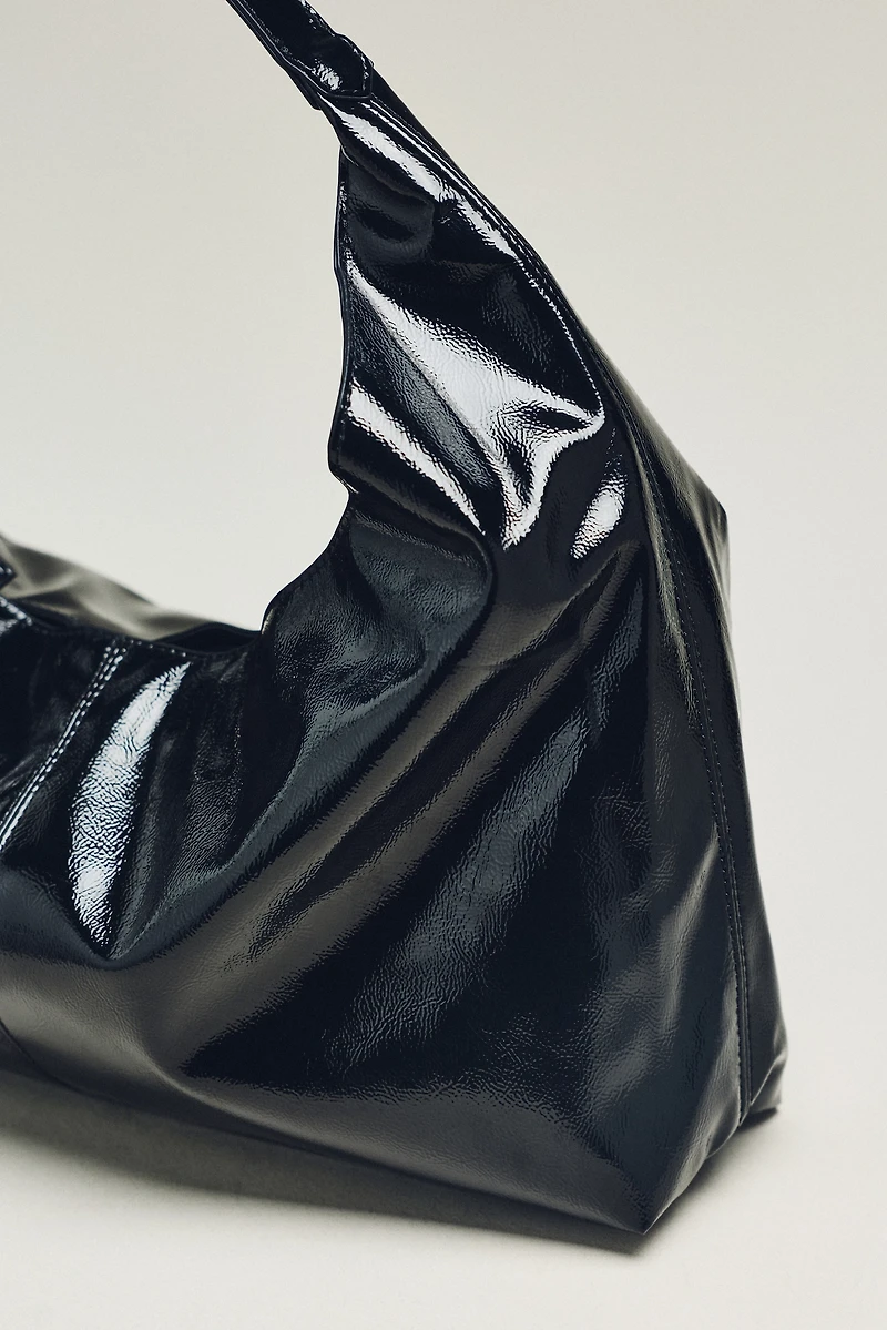 Shiny Faux-Leather Tote
