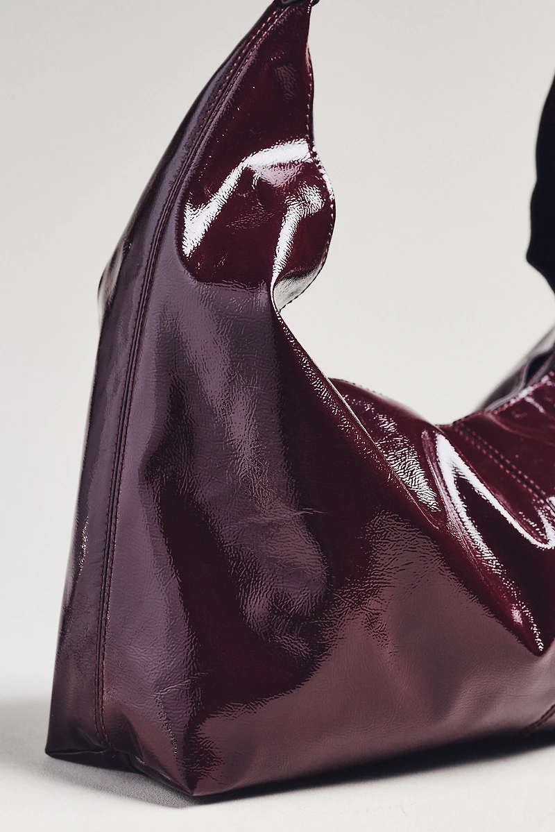 Shiny Faux-Leather Tote