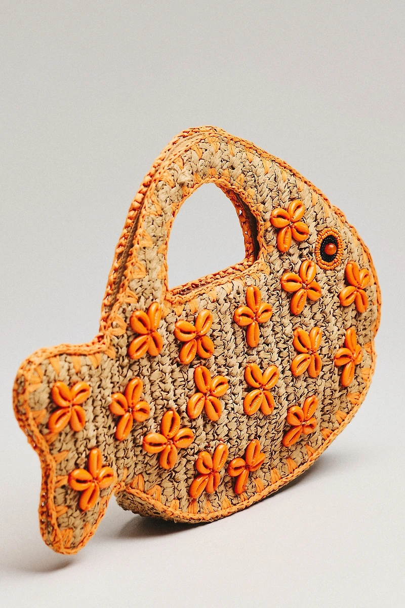 SIMONMILLER Puka Fish Raffia Bag