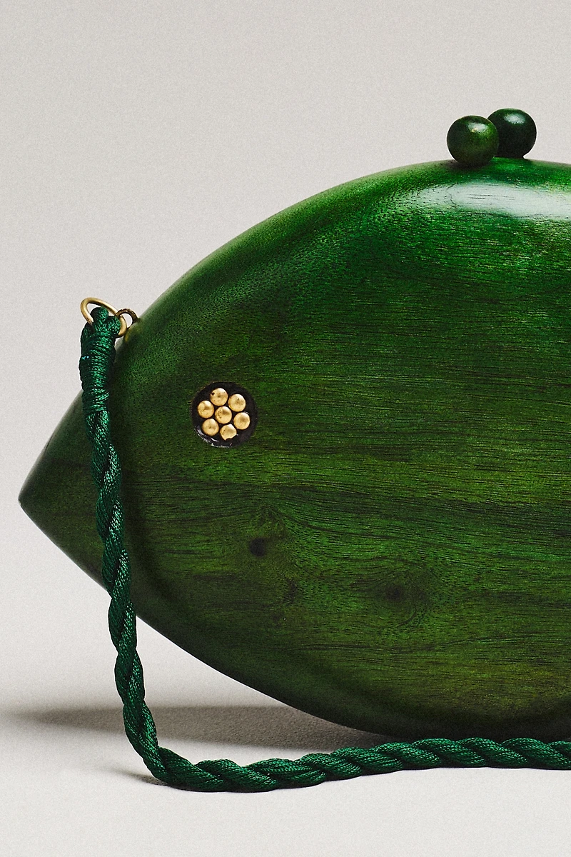 SIMONMILLER Carved Wooden Fish Clutch