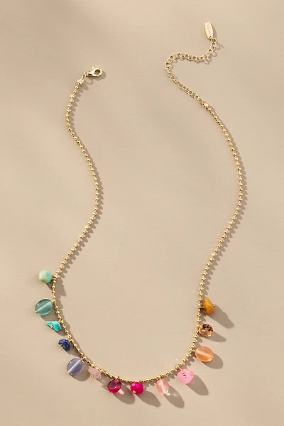 Beaded Multi Stone Charm Necklace