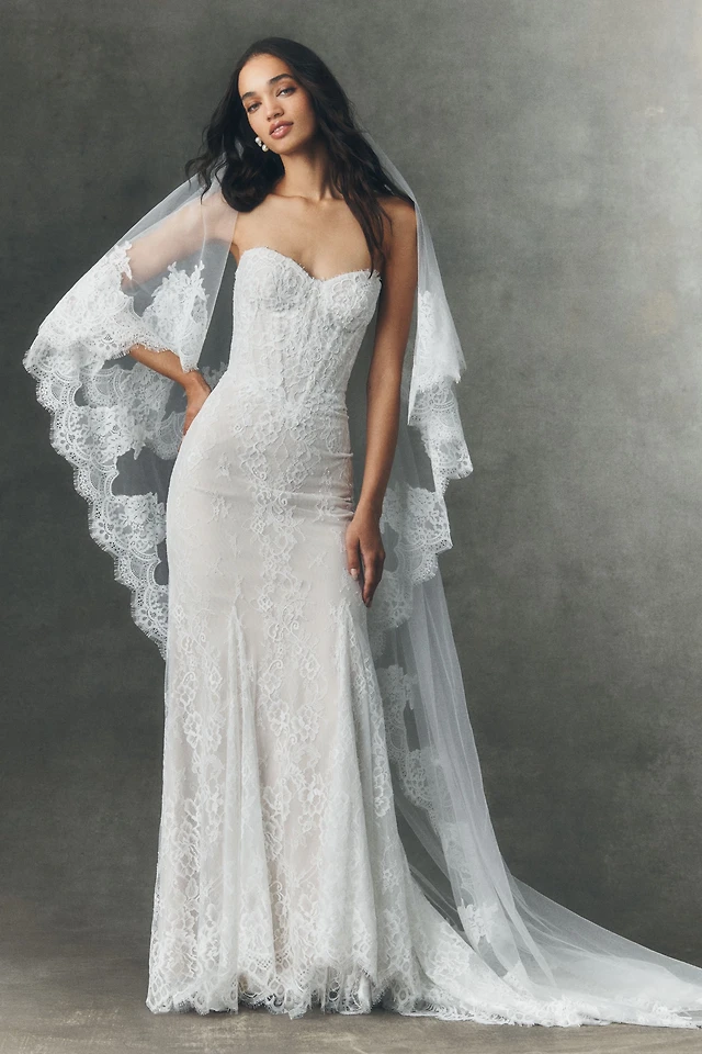 watters ilene strapless a-line lace wedding dress Watters Ilene Strapless A-Line Lace Wedding Dress