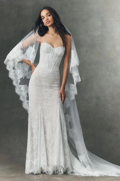 Watters Justine Strapless Lace Wedding Gown