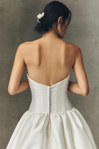 Watters Emmaretta Strapless Drop-Waist Ball-Skirt Wedding Gown