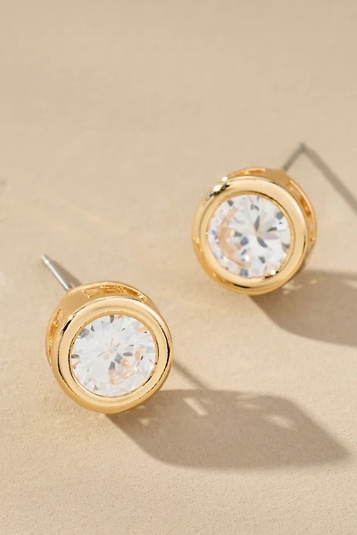 Bezel Crystal Stud Earrings
