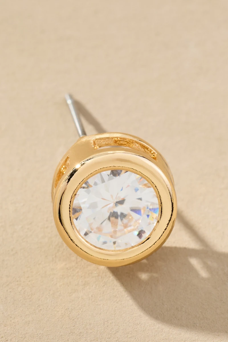 Bezel Crystal Stud Earrings