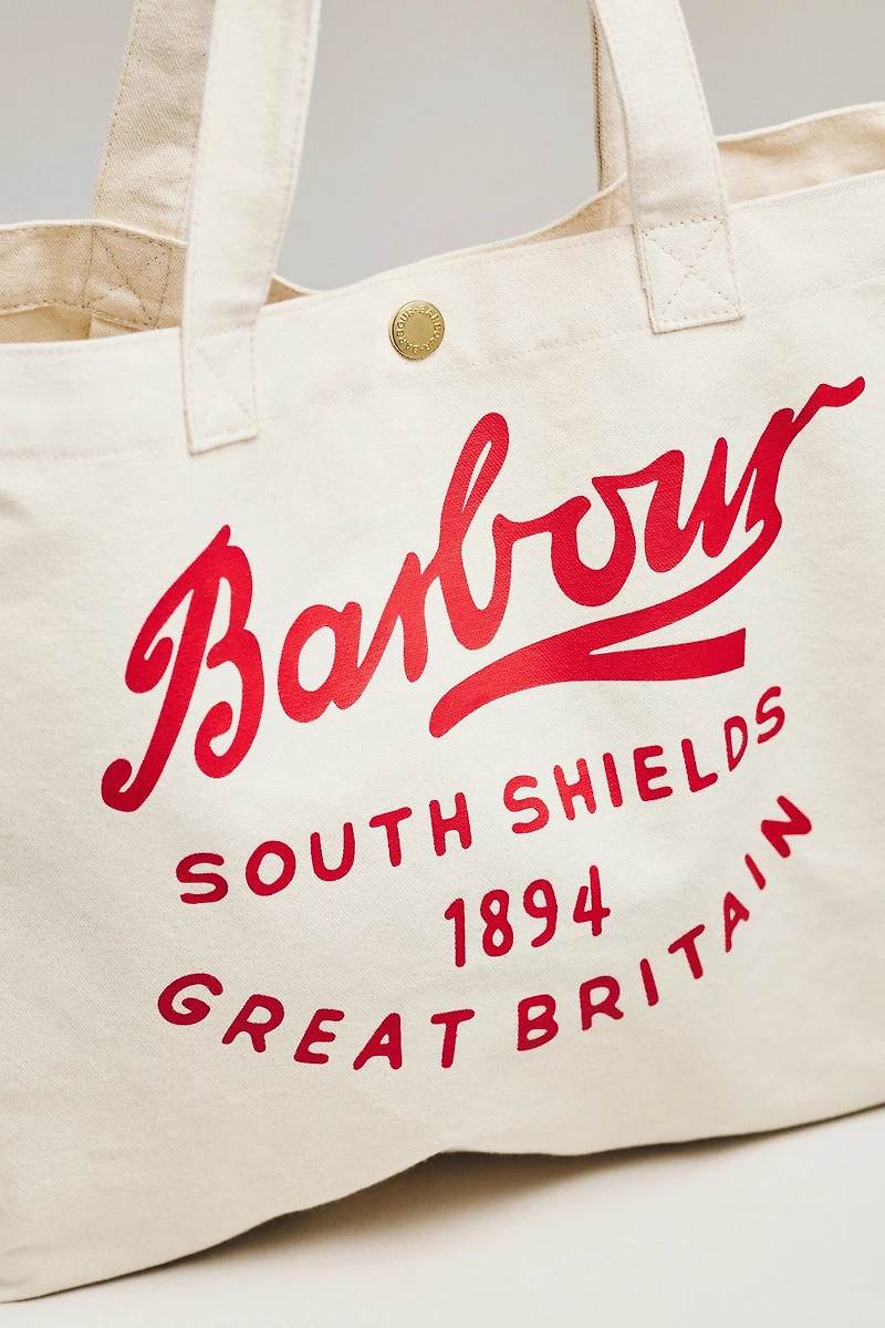 Barbour Script Cotton Canvas Tote Bag