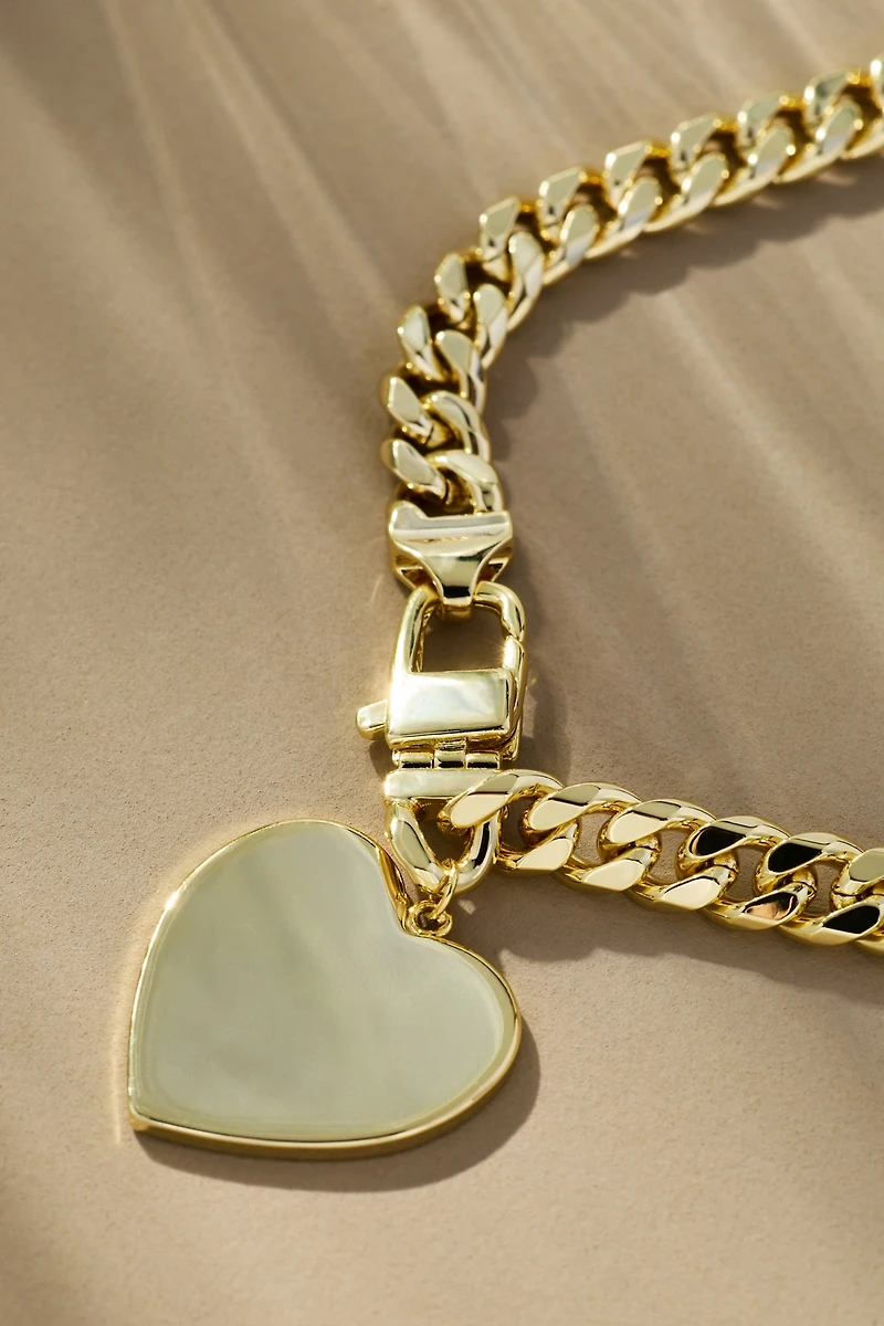 Melinda Maria Julian XL Heart Cuban Chain Necklace