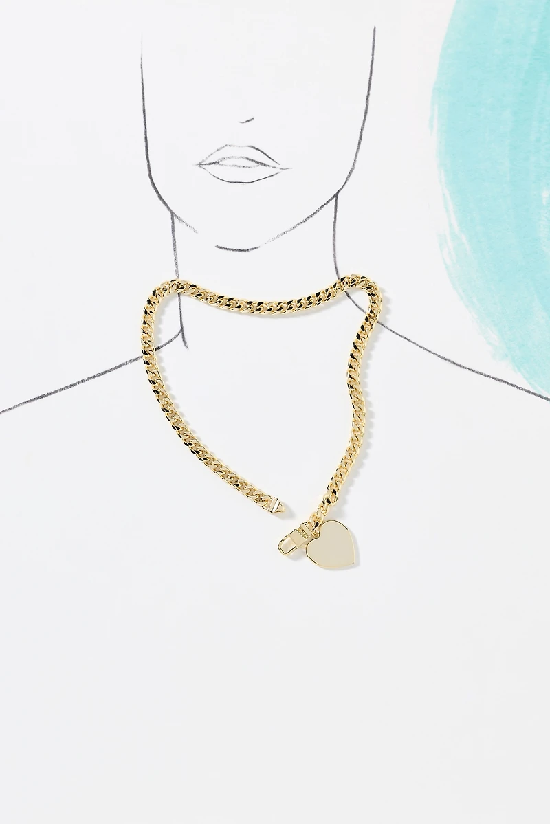 Melinda Maria Julian XL Heart Cuban Chain Necklace
