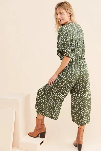 en elly Front Tie Floral Jumpsuit