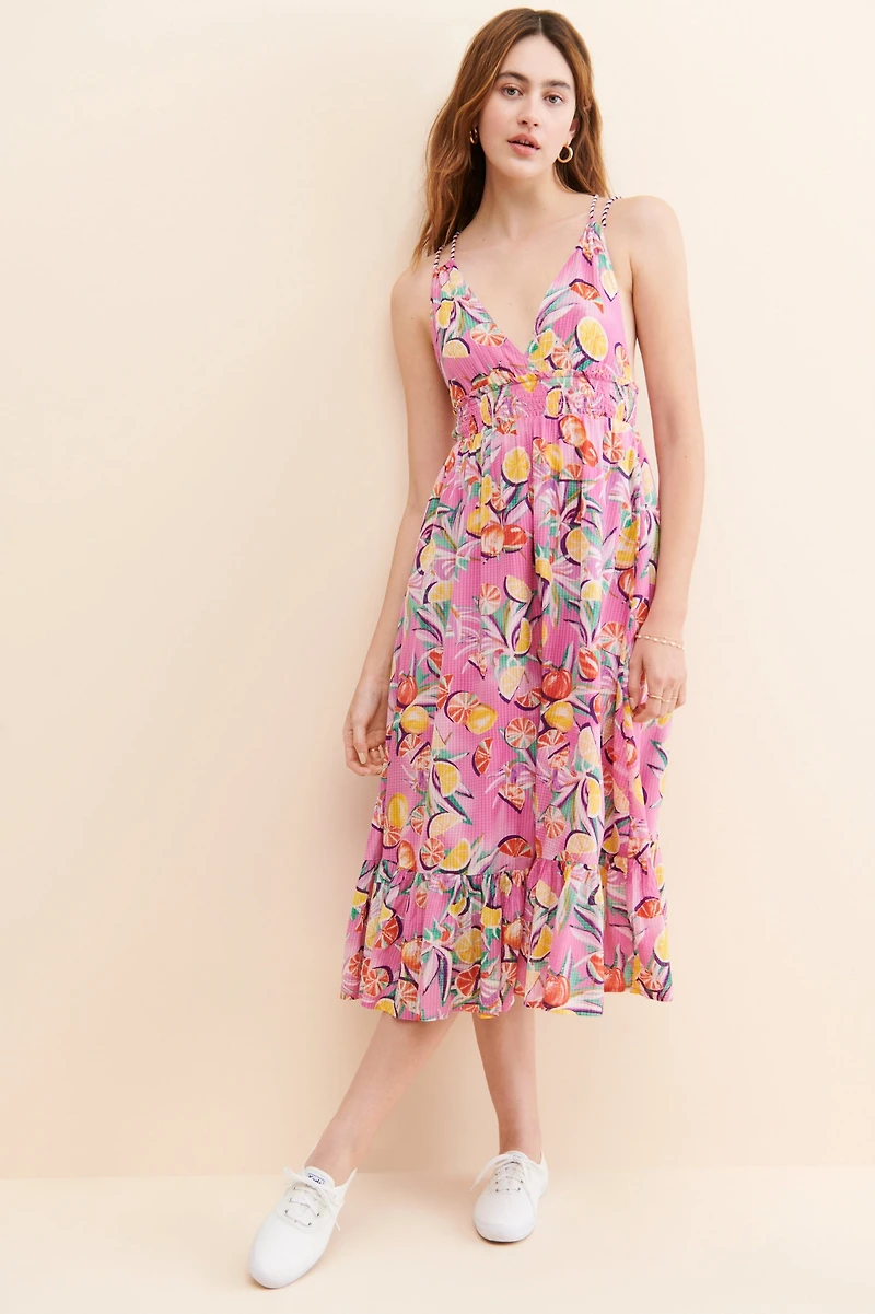 Scotch & Soda Strappy Fruit Midi Dress