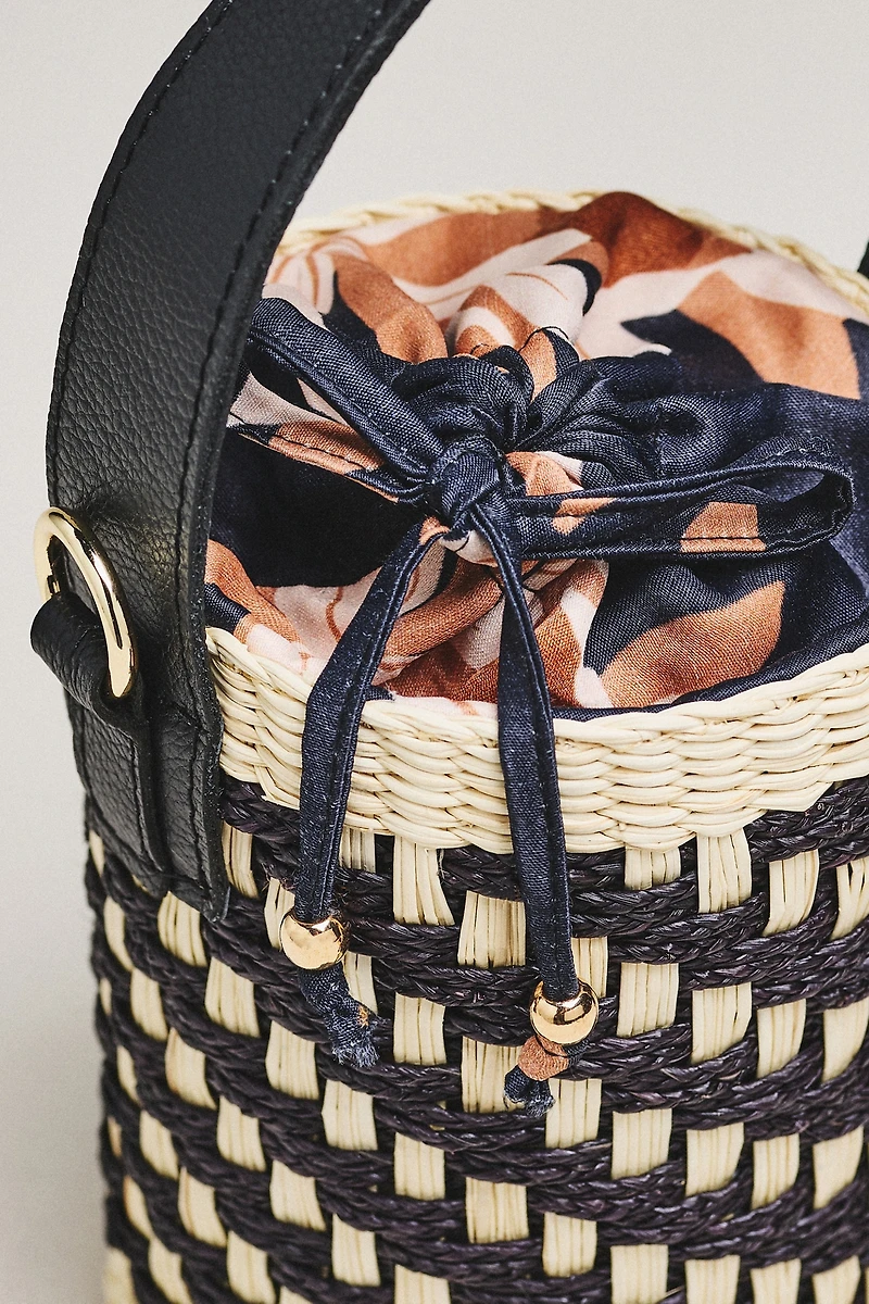 Sensi Studio Two-Tone Thick-Weave Bucket Bag