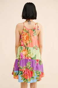 FARM Rio Halter Floral Tiered Mini Dress