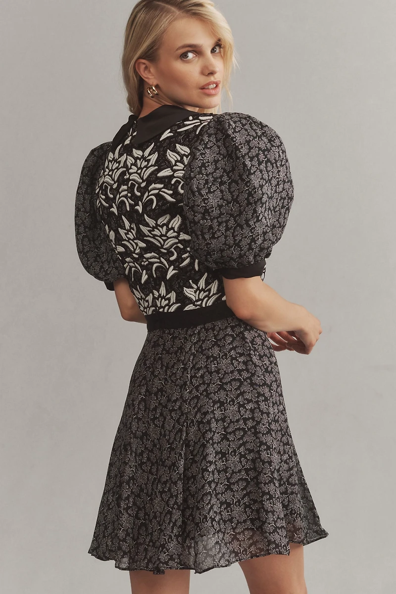 Short-Sleeve Button-Front Mini Dress