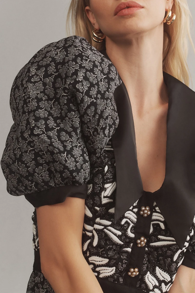 Short-Sleeve Button-Front Mini Dress