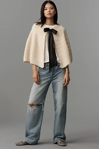 Maeve Tie-Front Cable-Knit Cape