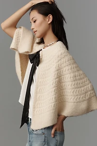 Maeve Tie-Front Cable-Knit Cape