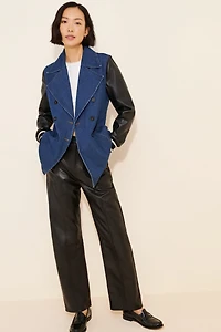 Dolan Denim Vegan Leather Sleeve Mix Jacket