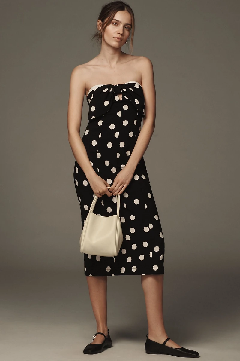 Strapless Bow-Front Midi Dress