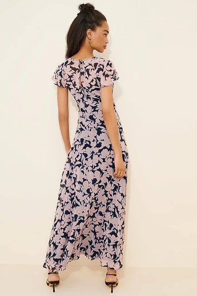 Hutch Ruffle Sleeve Button Front Maxi Dress