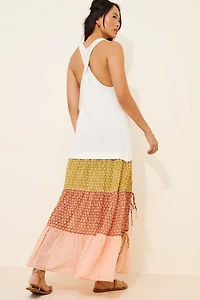 Celandine Sleeveless Scoop-Neck Tiered Maxi Dress