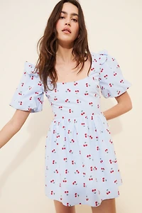 The Frolic Channel Frill Puff Sleeve Mini Dress