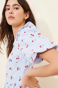 The Frolic Channel Frill Puff Sleeve Mini Dress
