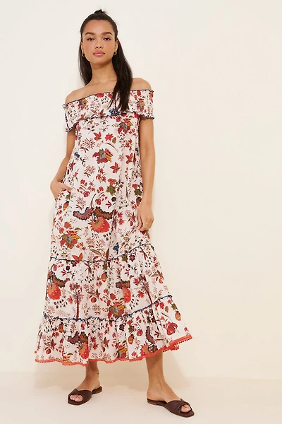 Payal Jain Off-The-Shoulder Midi Dress