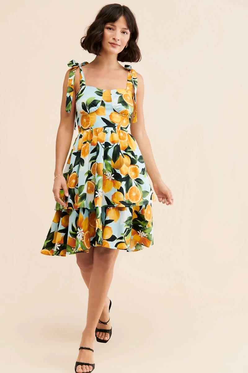 Rachel Parcell Tiered Lemon Mini Dress