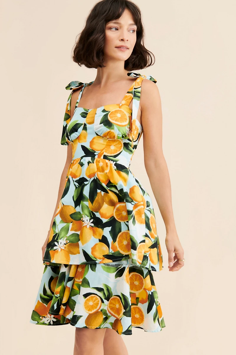 Rachel Parcell Tiered Lemon Mini Dress