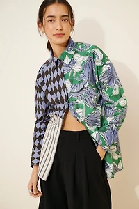 Dhruv Kapoor Mixed Print Buttondown Shirt