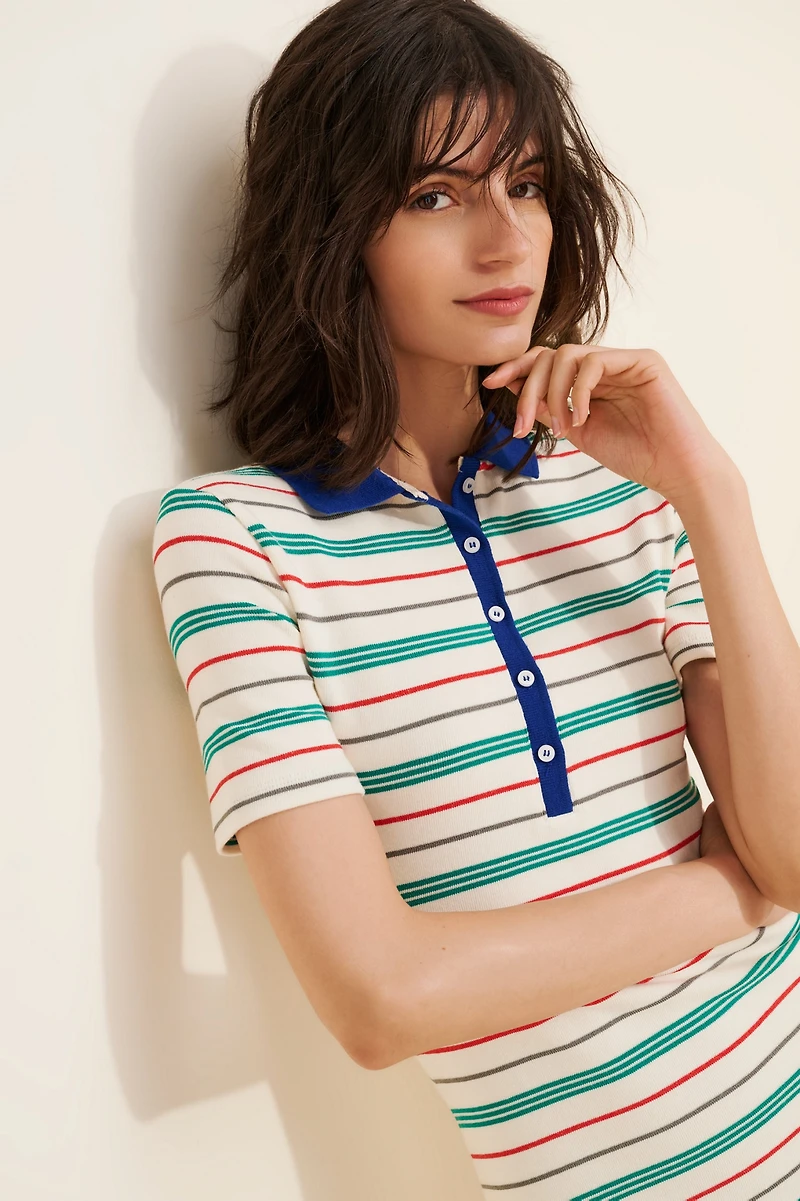 Striped Polo Midi Dress