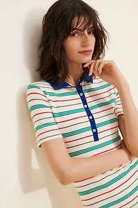 Striped Polo Midi Dress