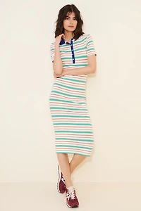 Striped Polo Midi Dress