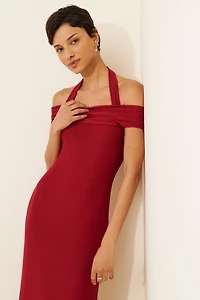 AFRM Yvonne Off-The-Shoulder Slim Mesh Maxi Dress